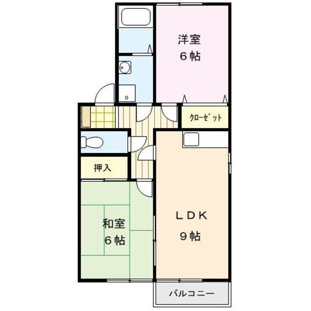 ガーデニアII(2LDK/2階)の間取り写真