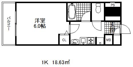 エステムコート神戸・県庁前(1K/6階)の間取り写真