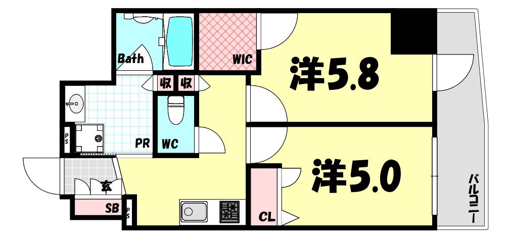 ESTEMCOURT神戸元町IIRESERVE(2K/3階)の間取り写真