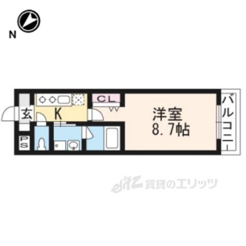EXCEED御所北(1K/2階)の間取り写真