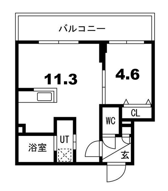 グラシオン(1LDK/2階)の間取り写真
