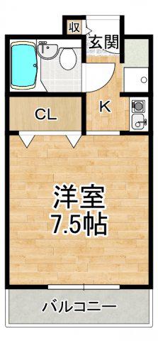 エステートVI(1K/3階)の間取り写真