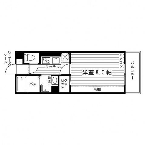 エレガンス大川(1K/1階)の間取り写真