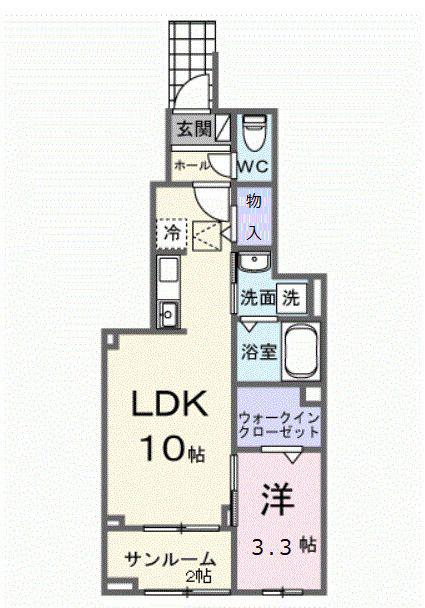 ヒカルサ清水本町(1LDK/1階)の間取り写真