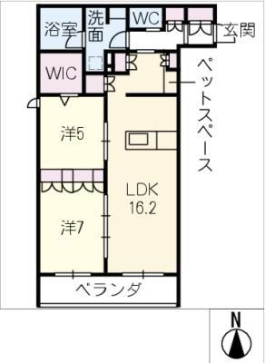 CASA HIYORIE(2LDK/2階)の間取り写真