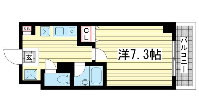 アルパ三宮(1K/5階)の間取り写真