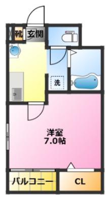 みやらメゾン(1K/1階)の間取り写真