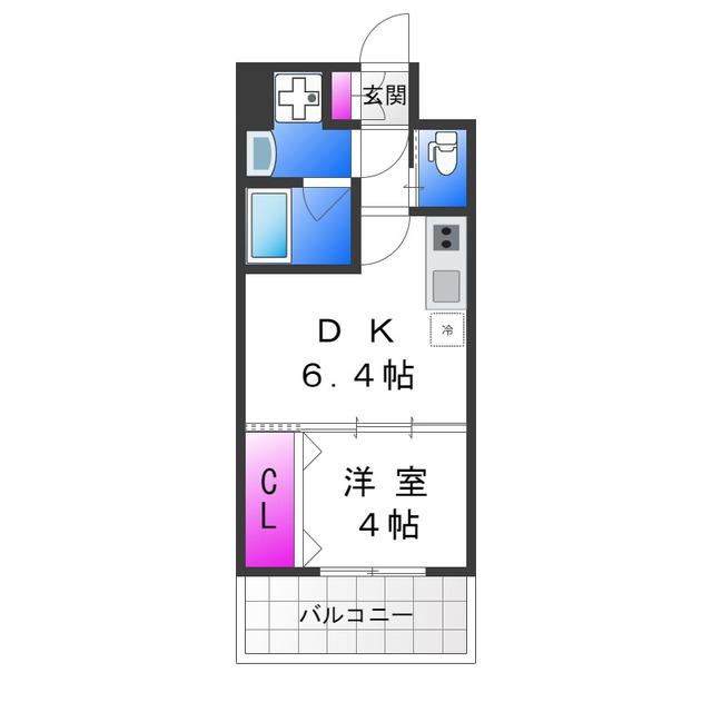 プレジオ布施EURO(1DK/15階)の間取り写真