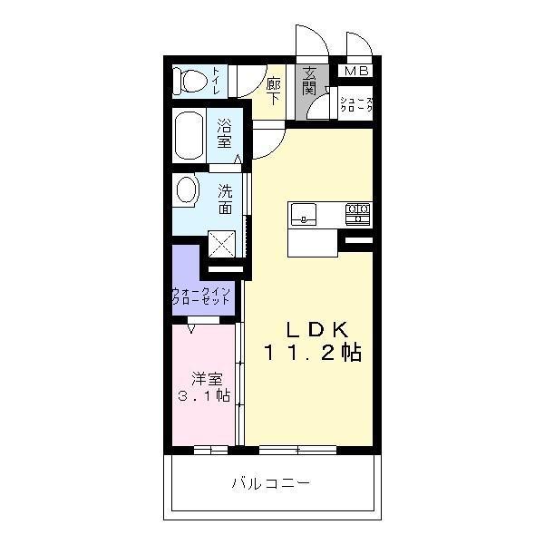 グレイス北花田(1LDK/3階)の間取り写真