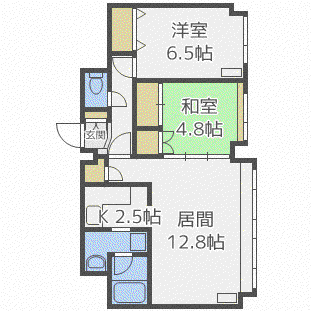 藤井ビル北11条(2LDK/11階)の間取り写真