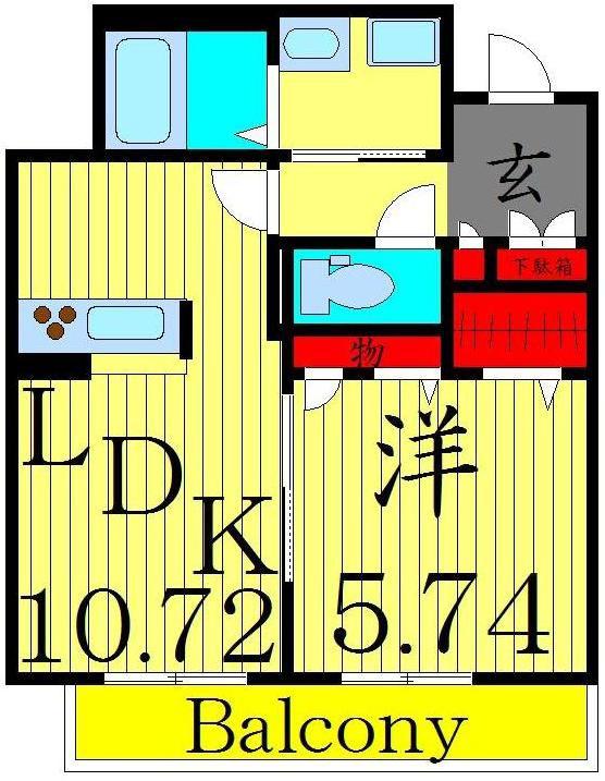 グランデ ヴェルデ ウノ(1LDK/2階)の間取り写真