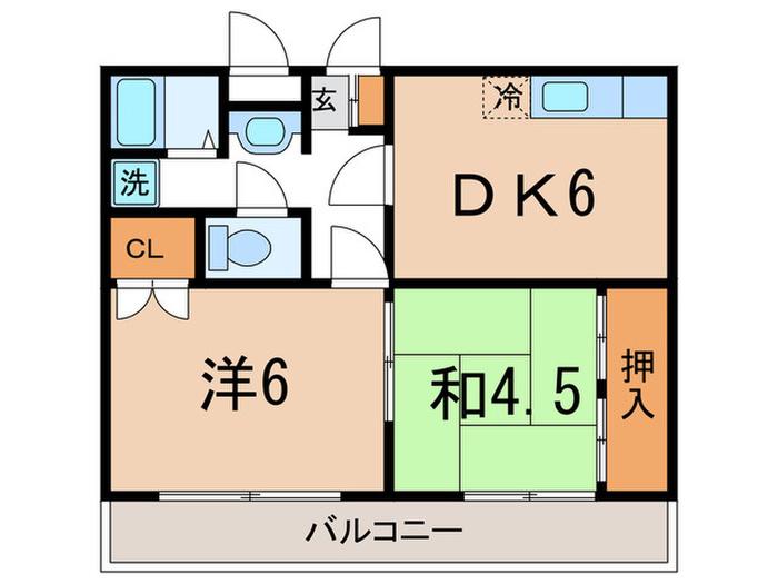 ハイツ千鳥(2DK/1階)の間取り写真