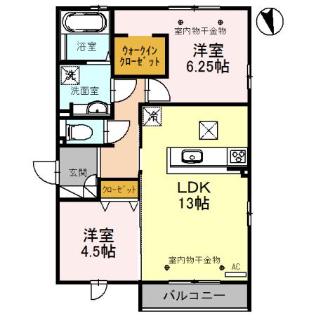カーロセレサ(2LDK/1階)の間取り写真