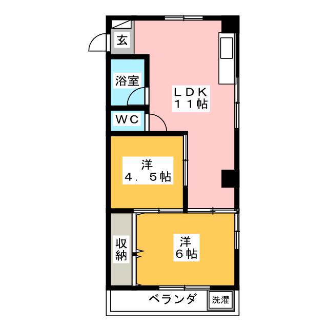 岩代ビル(2LDK/3階)の間取り写真