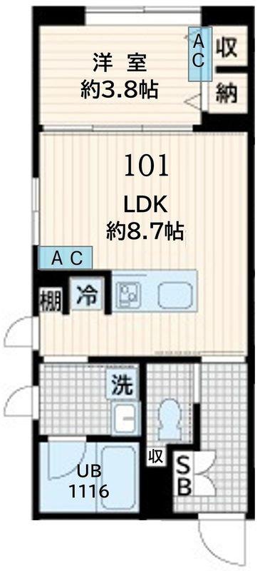 フレア恵比寿(1LDK/1階)の間取り写真