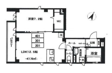 YMK南麻布(1LDK/2階)の間取り写真