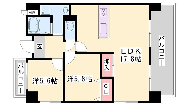 ベーセベージェ(2LDK/2階)の間取り写真