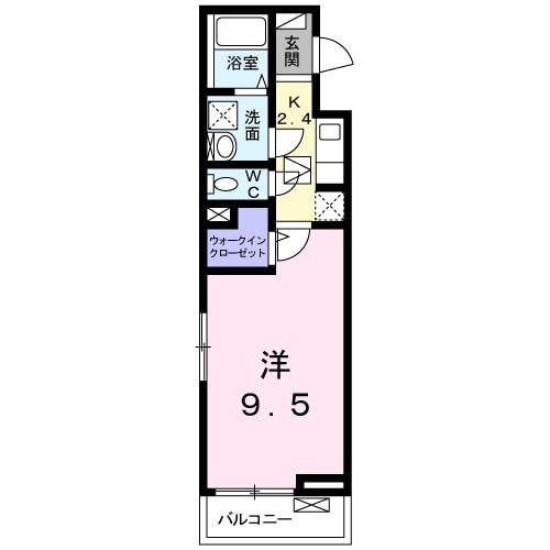 ウィステリア甲府(1K/1階)の間取り写真