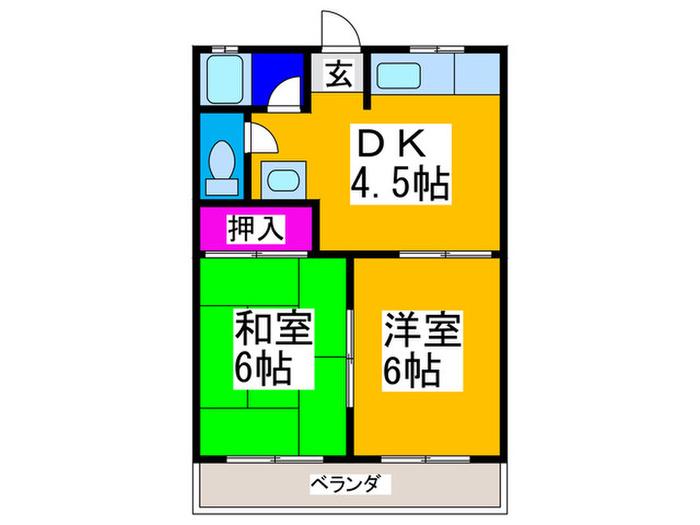 辻ハイツ(2DK/2階)の間取り写真