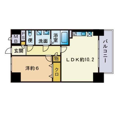 カーサビアンカ西公園(1LDK/9階)の間取り写真