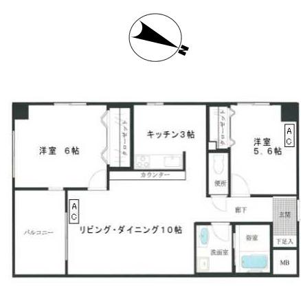 ベントパッセ(2LDK/3階)の間取り写真
