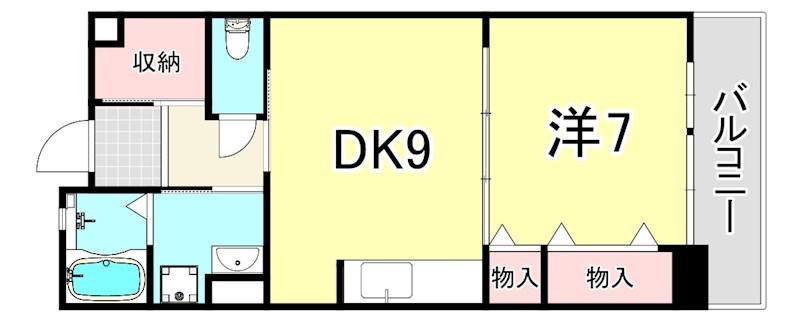 URパークタウン西武庫 8号棟(1DK/7階)の間取り写真