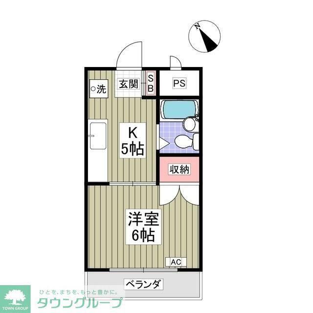 クーノス北坂戸(1K/2階)の間取り写真