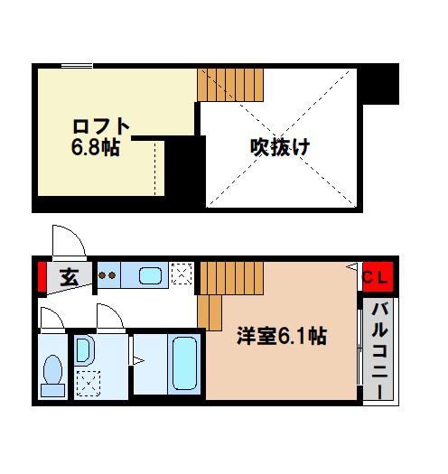 アリエッタ二日市(1K/1階)の間取り写真