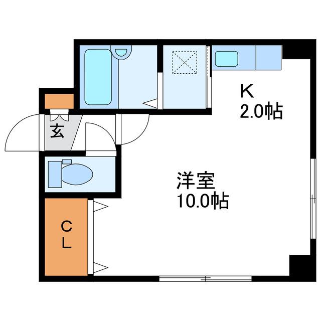 ディーセント22(1K/4階)の間取り写真