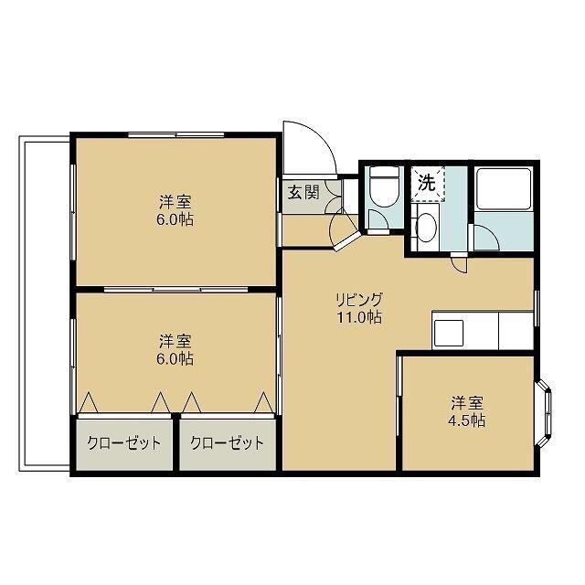 ドリーム江津(3LDK/2階)の間取り写真