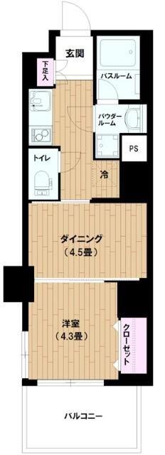 日神デュオステージ浅草松が谷(1DK/12階)の間取り写真