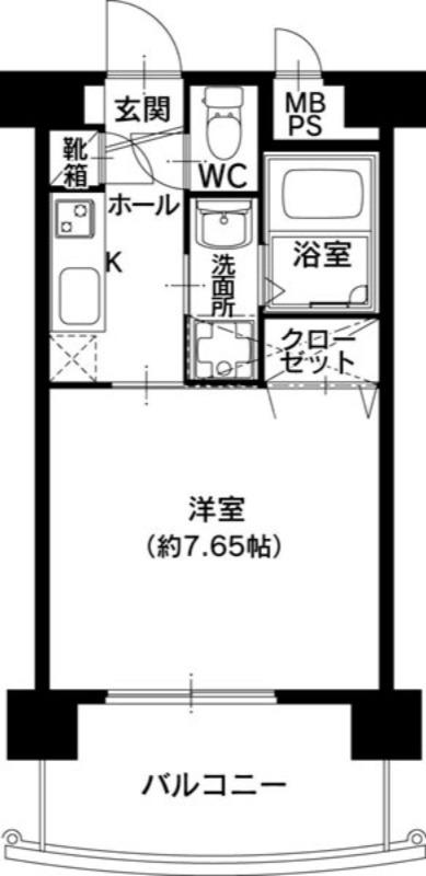 フレール薬院(1K/11階)の間取り写真