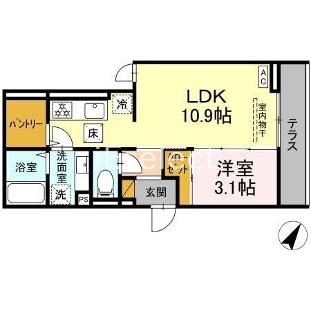 D-ROOM汐見丘A(1LDK/1階)の間取り写真