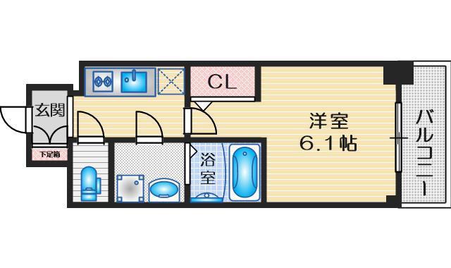 エスリード江坂アルテリア(1K/10階)の間取り写真