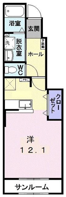 メゾン早坂2番館(ワンルーム/1階)の間取り写真