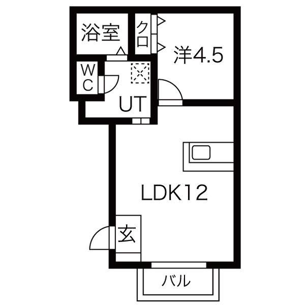 サン・FRIENDS北外山IIB(1LDK/1階)の間取り写真