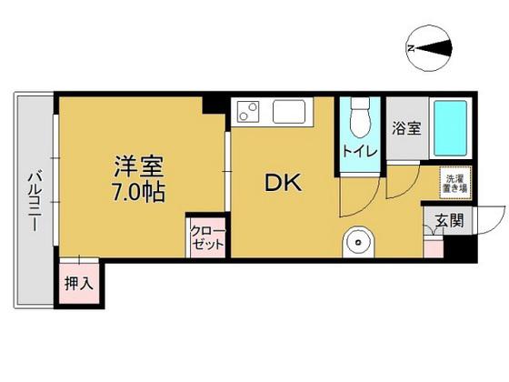 エバグリーン磨屋町(1DK/3階)の間取り写真