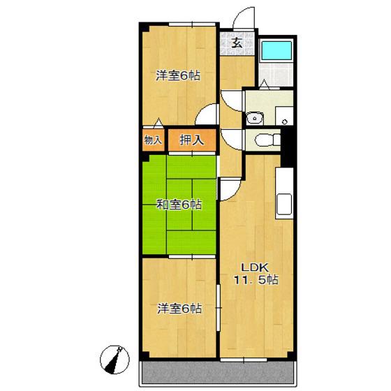 グリーンF共和(3LDK/2階)の間取り写真