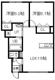 LATERREL(2LDK/1階)の間取り写真