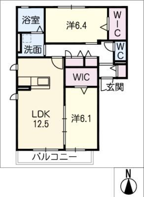 チェリーブラッサム(2LDK/2階)の間取り写真
