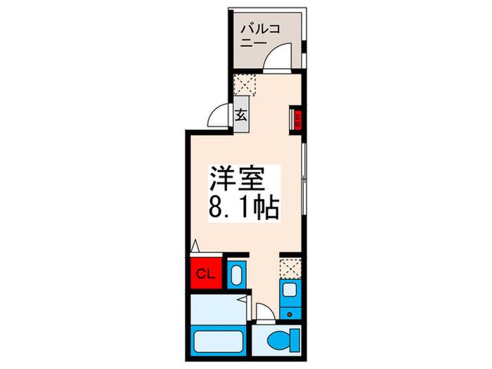 ウィングロース町屋(ワンルーム/2階)の間取り写真