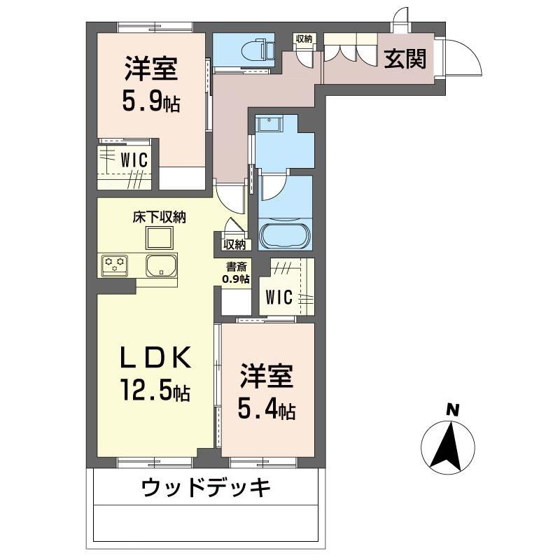 グリナージュ(2LDK/2階)の間取り写真
