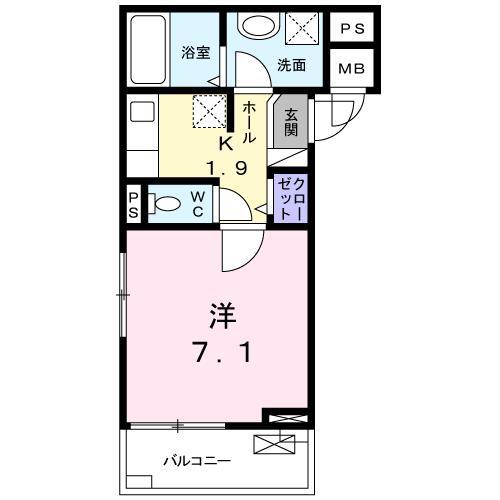 ポラリスヤマト(1K/2階)の間取り写真