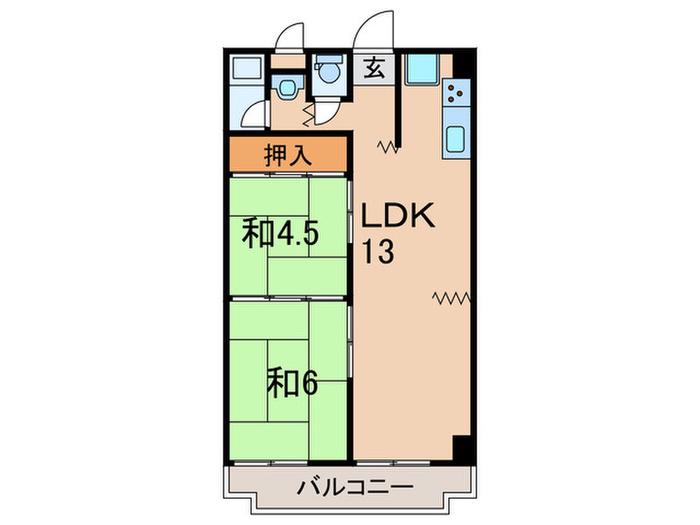 エーデルハイム大蔵谷(2LDK/2階)の間取り写真