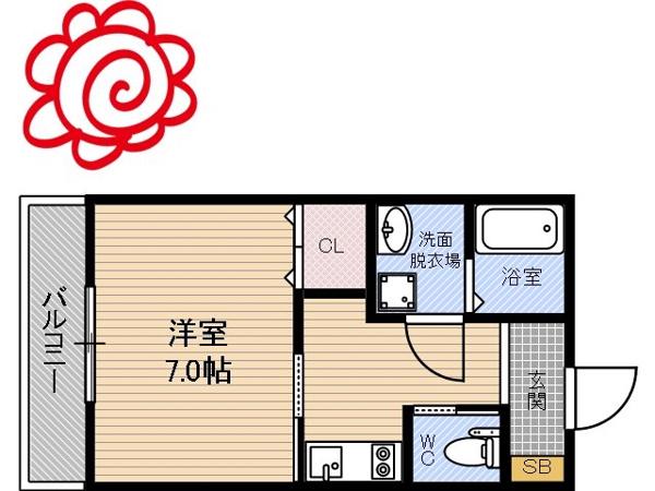 パレスハナテン(1K/1階)の間取り写真