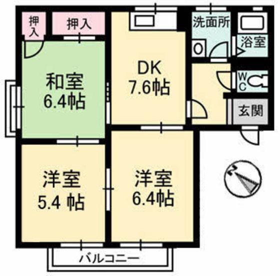 SA06(3DK/2階)の間取り写真