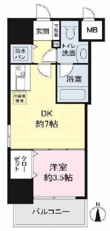 イグレック南本町(1DK/7階)の間取り写真
