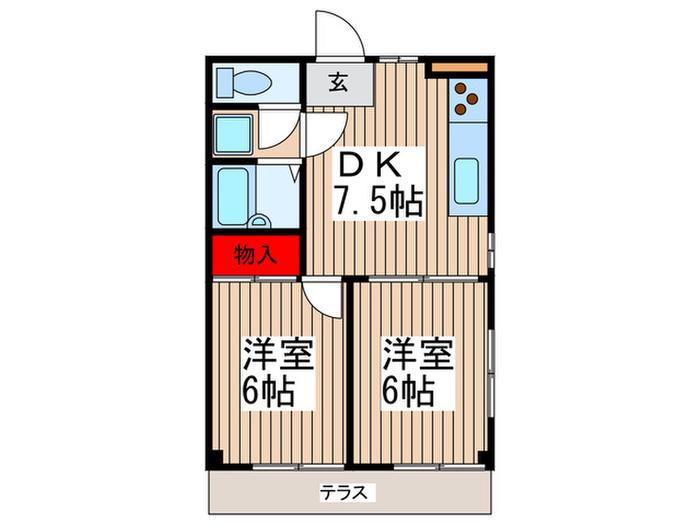 グレース長澤(2DK/1階)の間取り写真
