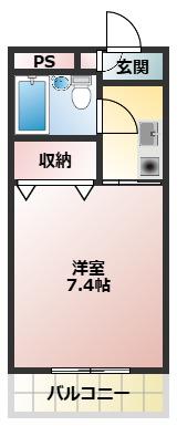 エステートF(1K/2階)の間取り写真