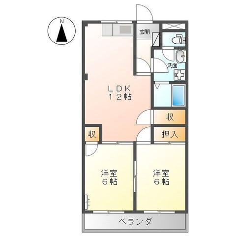 アビタシオン(2LDK/2階)の間取り写真